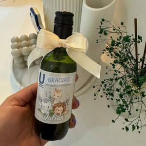 Mini Botellas de Vino Personalizadas con Animalito de Peluche