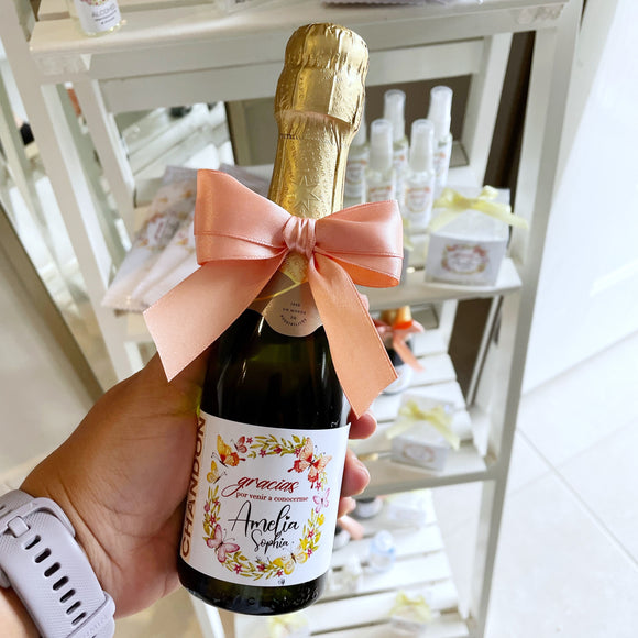 Mini Champagne Personalizadas - Flores y Mariposas