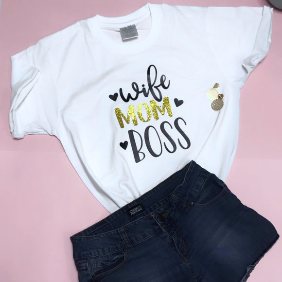 Camiseta - Wife, Mom & Boss