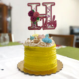Cake Topper Shaker - Letra con flores 3D