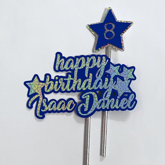 Cake Toppers - Happy Birthday + Nombre y Edad Personalizado